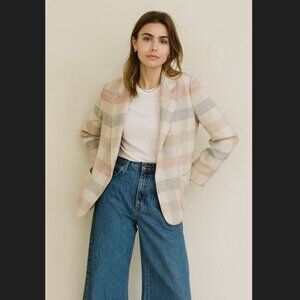 Panter Vintage Pastel Plaid Wool Blazer